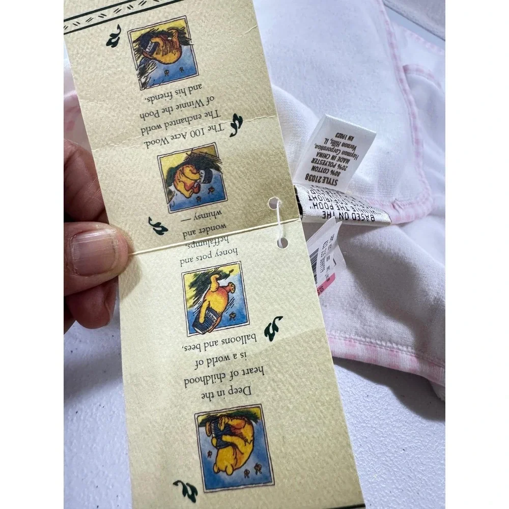 VTG Disney Classic Winnie the Pooh‎ Terry Hooded BabyTowel Washcloth Set Gingham